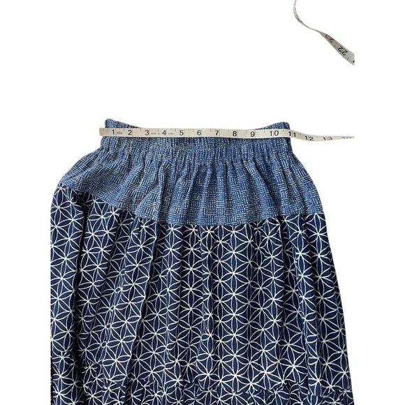 Bohemian Blue Geometric Print Maxi Skirt With Elastic Waist Handmade - Picture 5 of 6